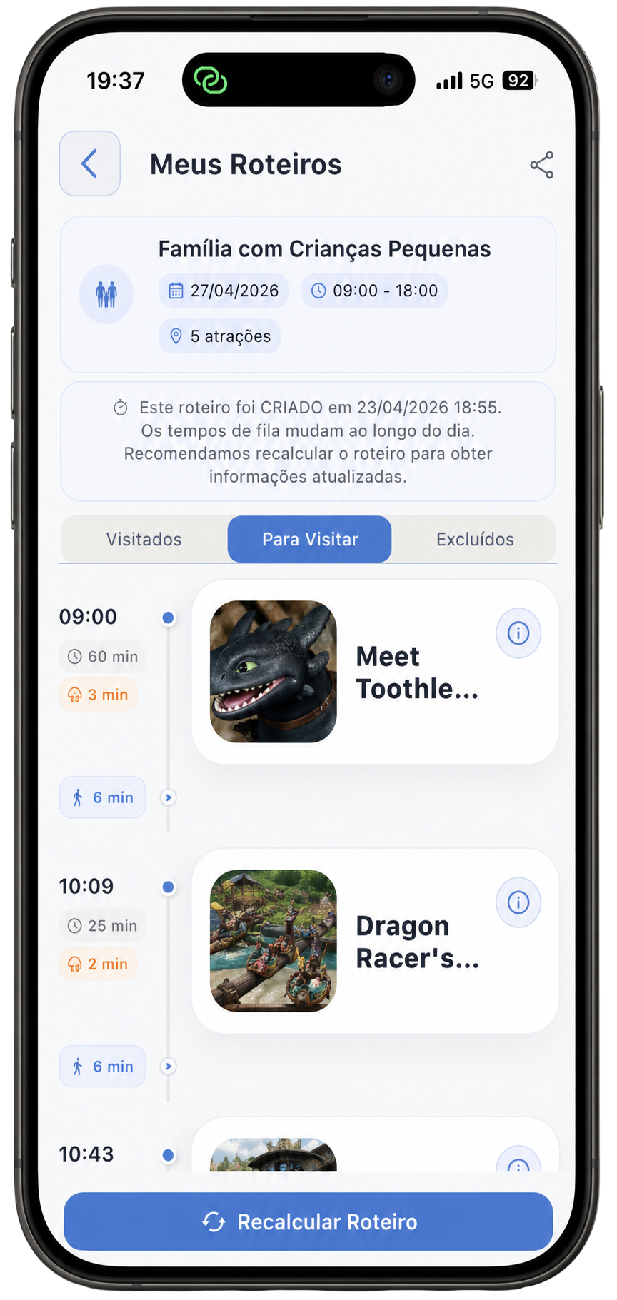 MyParkDay — roteiro inteligente para parques