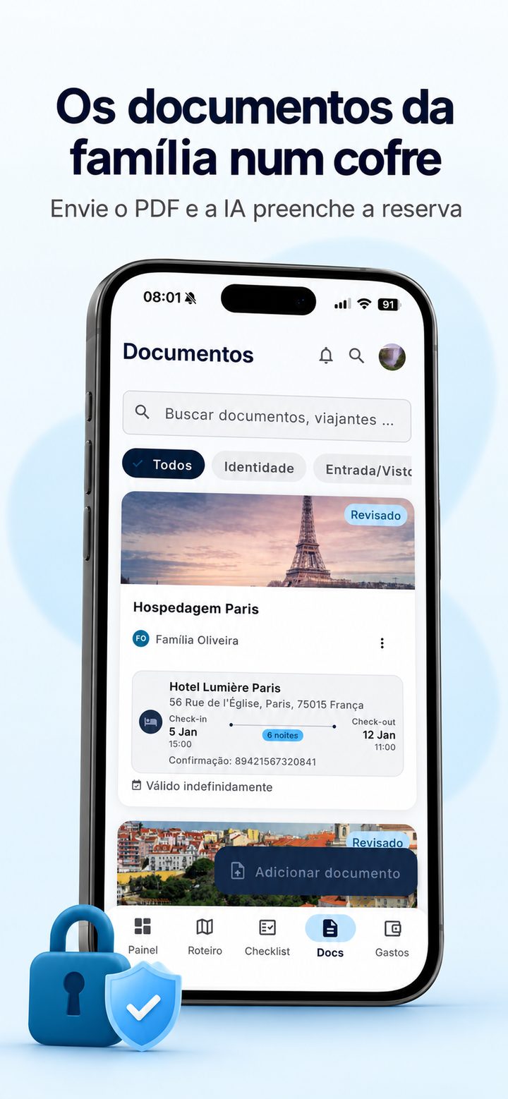 Os documentos da família num cofre
