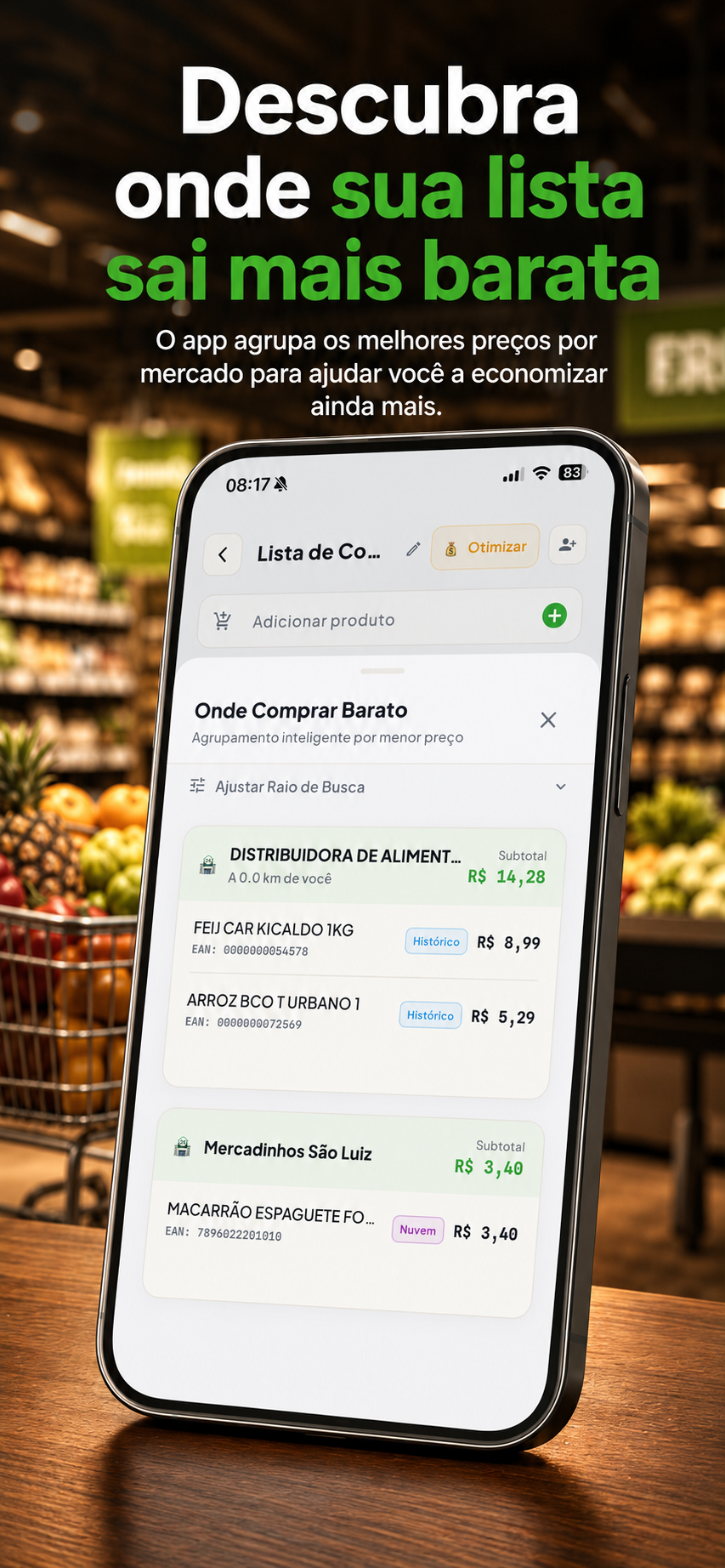 Descubra onde sua lista sai mais barata