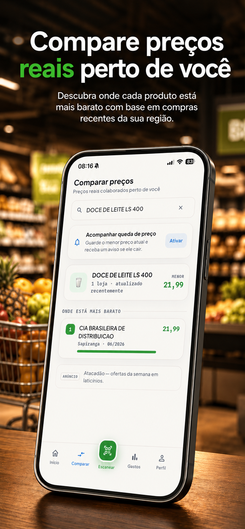 Compare preços reais perto de você