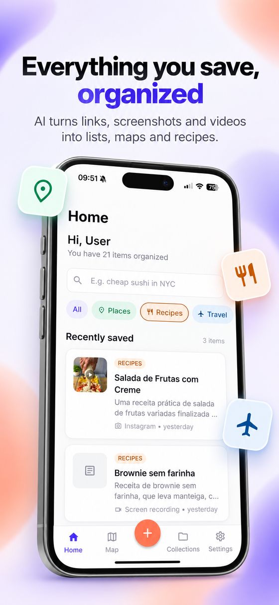 Everything you save, organized