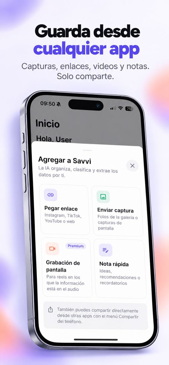 Guarda desde cualquier app