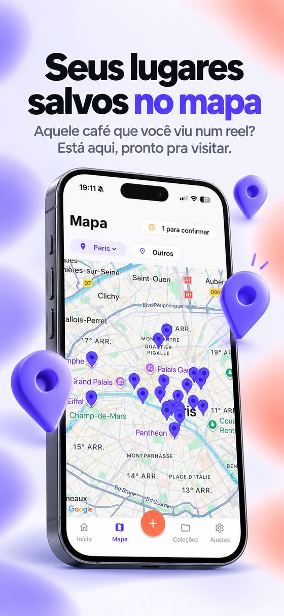 Seus lugares salvos no mapa